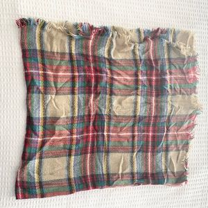 Multicolor tan plaid blanket scarf